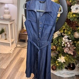 Allegra K Blue Denim Shirt Dress